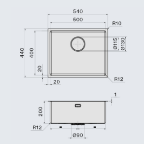 Мойка Falmec SCO5000F.00#PPF 540x440