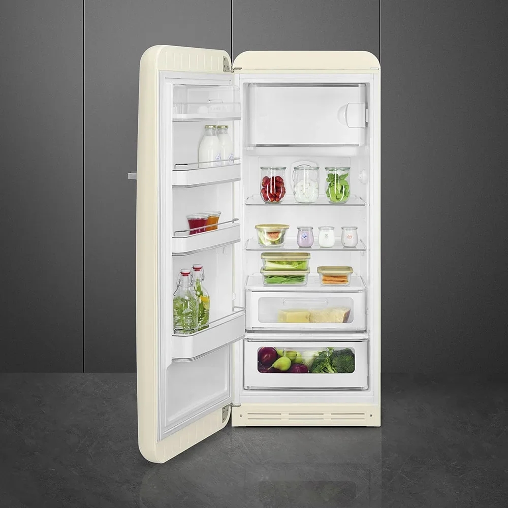 SMEG FAB28LCR6 Отдельностоящий однодверный холодильник, стиль 50-х годов, 60 см, кремовый, петли сле